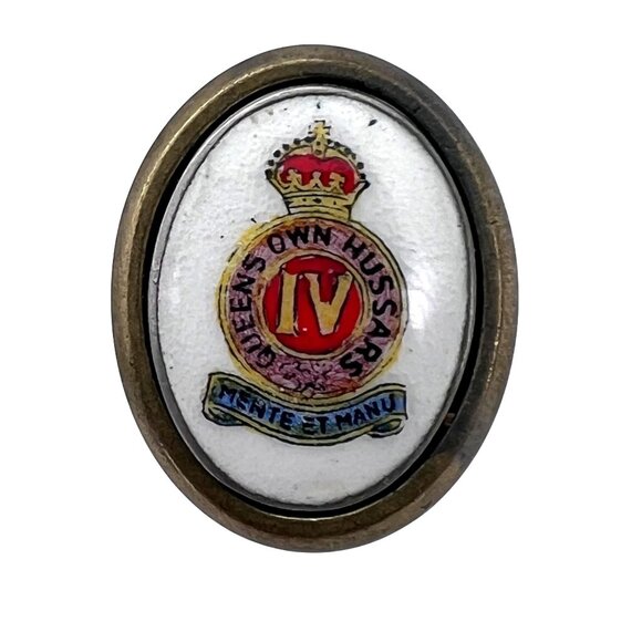 Canterbury Other - Queens Own Hussars IV Enamel & Brass Tie Clip Pin Badge Canterbury Mente Et Manu